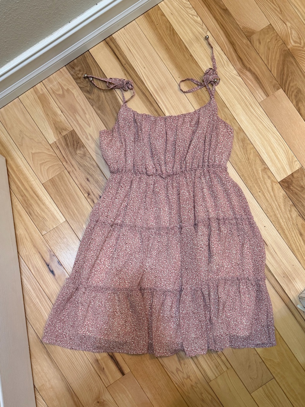 Mauve Cheetah Tiered Sleeveless Sundress